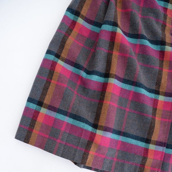 Vintage  Multi-Colour Plaid A-Line High Waisted Skirt - Picture 4 of 8